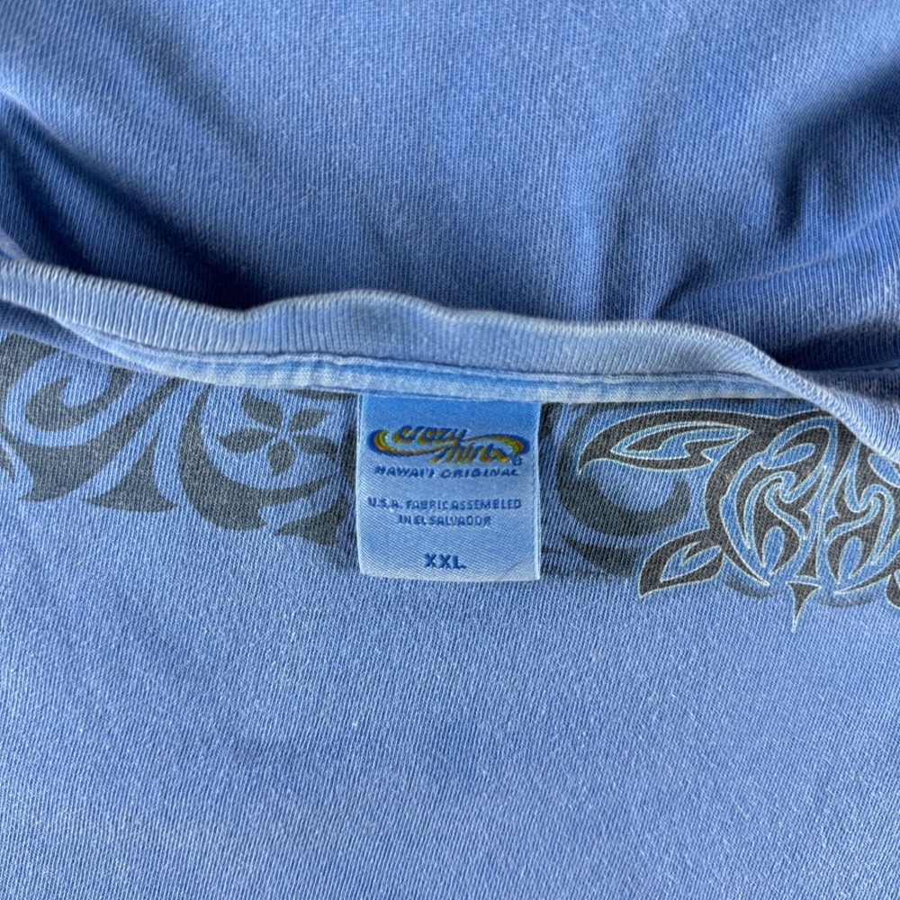 Crazy Shirts Hawaii Blue Hawaii Dyed Long Sleeve Tribal Turtle Honu Tee XXL - Picture 3 of 7
